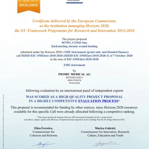Piomic receives the Seal of Excellence from the European Commission